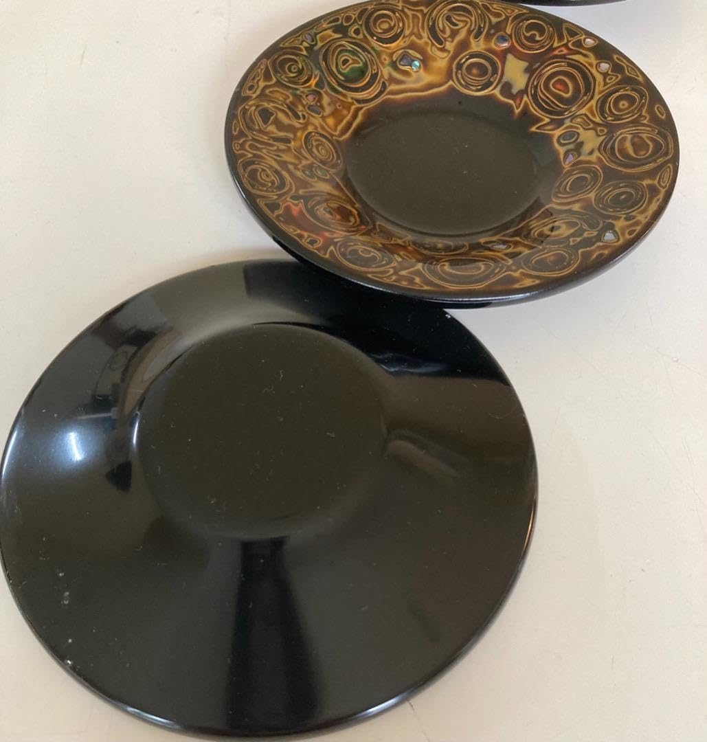 輪島塗 高級漆器 コマ塗茶托 天然木五客揃 共箱 特選漆器 輪島塗